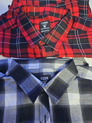 Camisa FSBN Talla S Cuadros Rojo y Negro