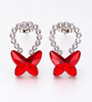 Pendientes Mariposa Roja con Circonitas