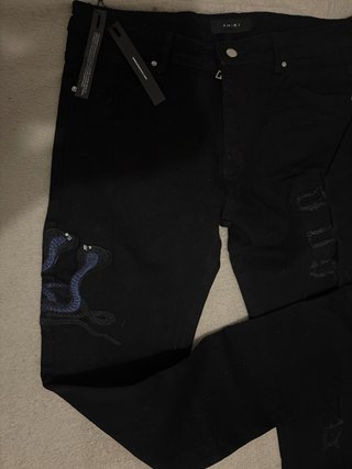 Pantalones Amiri Negros con Serpiente