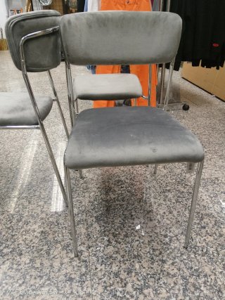 Set di 4 sedie in velluto grigio