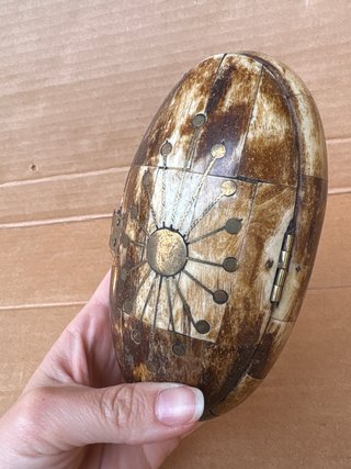 Portagioie vintage in osso intarsiato