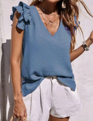 Blusa azul con volantes