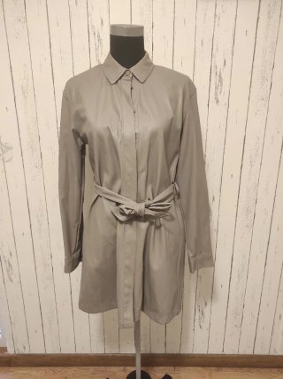Vestido mujer gris con cinturón, polipiel .