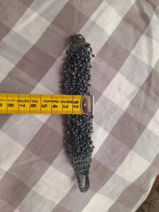 Pulsera perlas gris oscuro