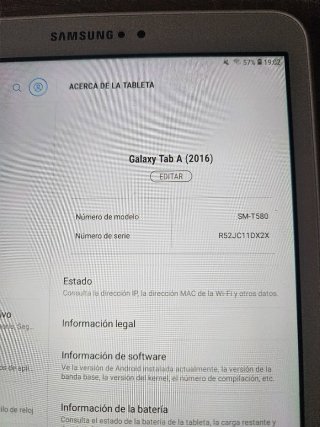 Tablet Samsung Tab A6 Mod. SM-T580 Blanca