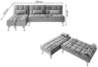 Sofá Cama Gris con 3 Cojines