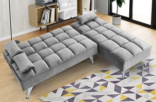 Sofá Cama Gris con 3 Cojines