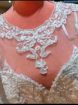 Vestido de Novia Blanco Encaje y Pedrería