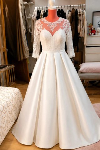 Vestido de Novia Blanco Encaje y Pedrería