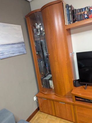 Mueble de salón completo madera y cristal