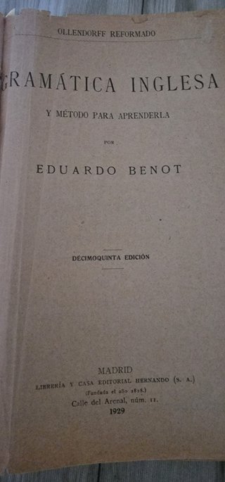 Libro Antiguo Gramatica Inglesa Eduardo Benot 1929