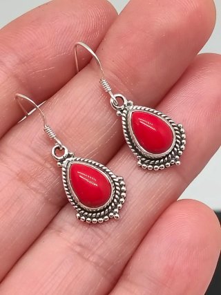 Pendientes Plata 925 y Coral Rojo