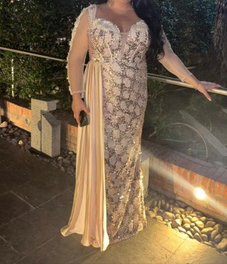 Vestido de fiesta lentejuelas dorado una sola pues