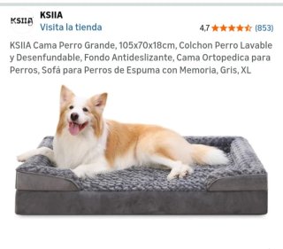 Cama para perro grande gris