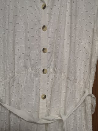 Vestido blanco con bordados Cortefiel XXL