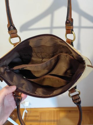 Bolso de rafia con detalles en piel