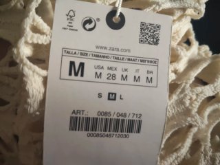 Zara Vestito Lungo Crochet Beige Taglia Unica