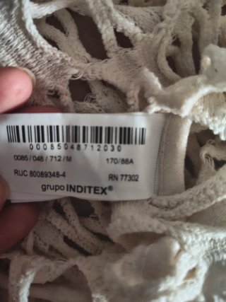 Zara Vestito Lungo Crochet Beige Taglia Unica