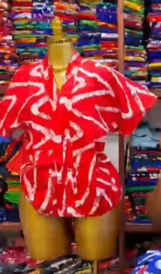 Top Ankara Talla Única Rojo y Blanco