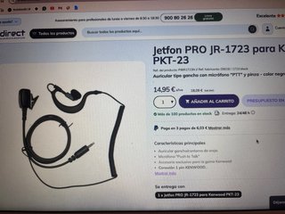 Pinganillo JEFTON jack 3.5mm