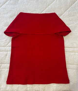 Top Zara Rojo Cuello Cuadrado Manga Corta
