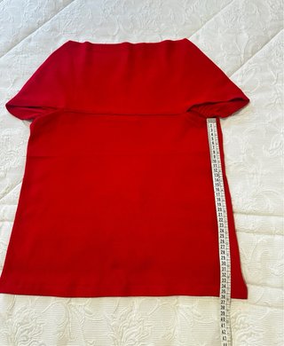 Top Zara Rojo Cuello Cuadrado Manga Corta