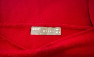 Top Zara Rojo Cuello Cuadrado Manga Corta