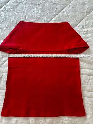 Top Zara Rojo Cuello Cuadrado Manga Corta