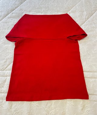Top Zara Rojo Cuello Cuadrado Manga Corta