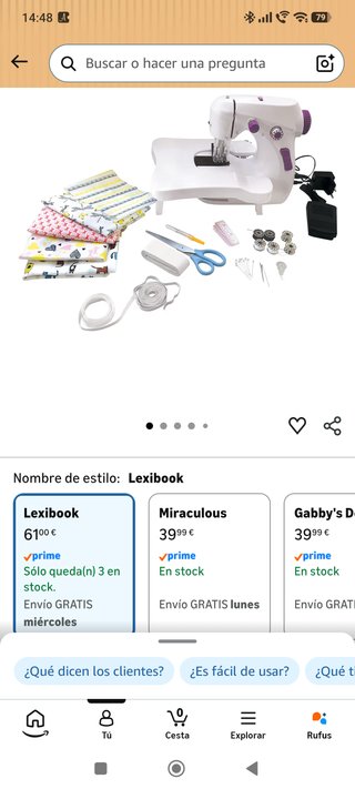 Máquina de coser infantil Lexibook