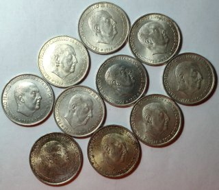Lote 29 MONEDAS 100 PESETAS PLATA 1966, 19*66