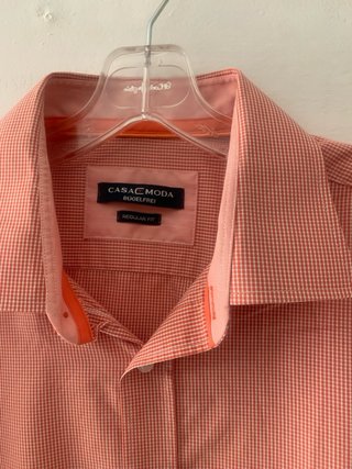 Camisa manga corta cuadros naranja XL 44 casa moda