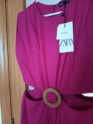 Vestido Zara Lino Cortado Talla S