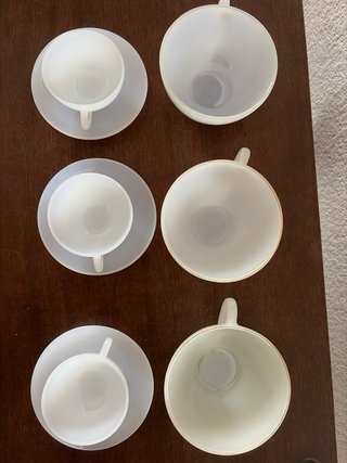 Conjunto 3 tazas grandes y 3 cafe- plato acopal