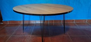 Mesa auxiliar redonda madera y metal