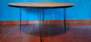 Mesa auxiliar redonda madera y metal