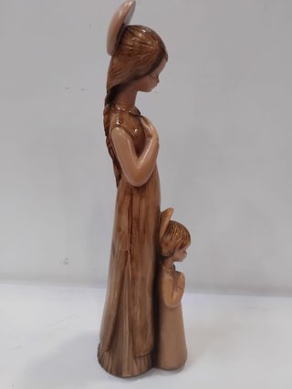 Figura Virgen y Niño Talla Madera