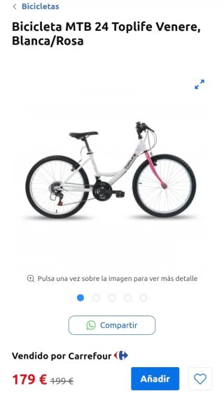 Bicicleta TOPLIFE blanca y rosa