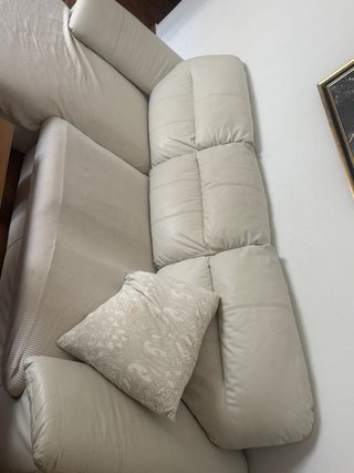 Sofá chaise longue beige/blanco