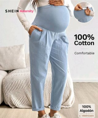 Pantalón premamá verano azul