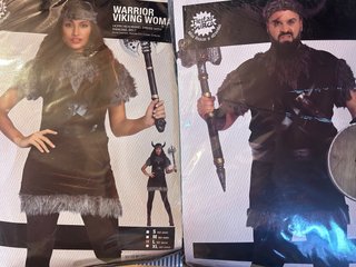 Disfraz Vikingo XL y Vikinga L fiestas Güira