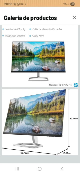 Monitor HP 27 Full HD con la sua scatola