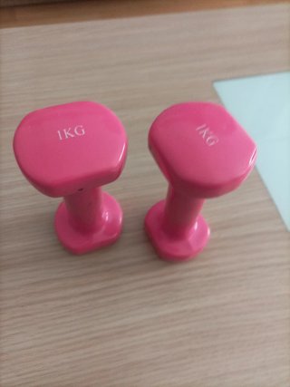2 pesas vinilo rosa 1kg