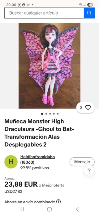 Monster High Draculaura con alas