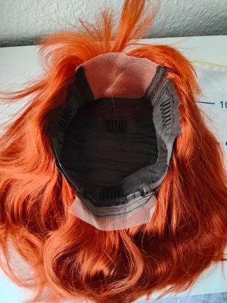 Peluca Pelo Humano Naranja estilo bob