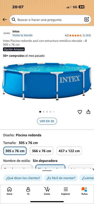 Piscina Intex Beachsid Metal Frame 3.1m precintada