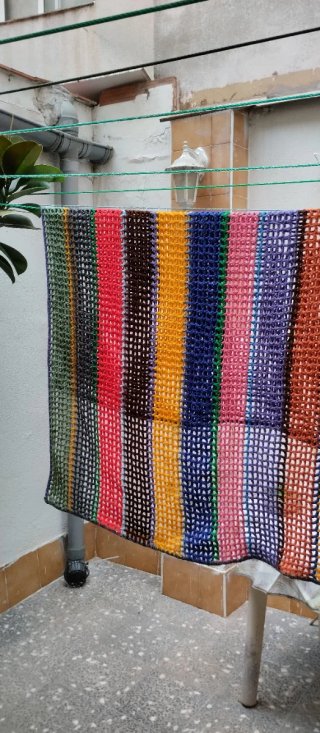 Manta tejida a crochet colorinchis 144*120