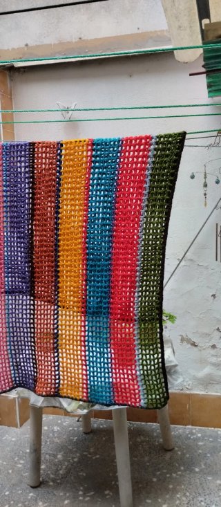 Manta tejida a crochet colorinchis 144*120
