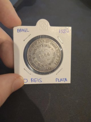 Moneda Brasil 1000 Reis 1852 Plata