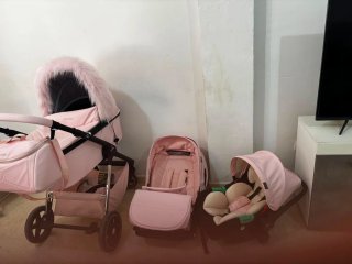 Carrito bebé 3 piezas rosa